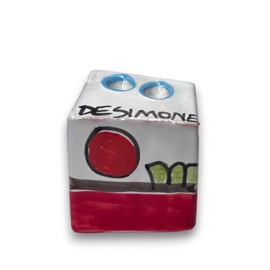 Pencil Holder Cube Dammusi de simone handmade pottery Pencil Holder Cube Dammusi de simone handmade pottery